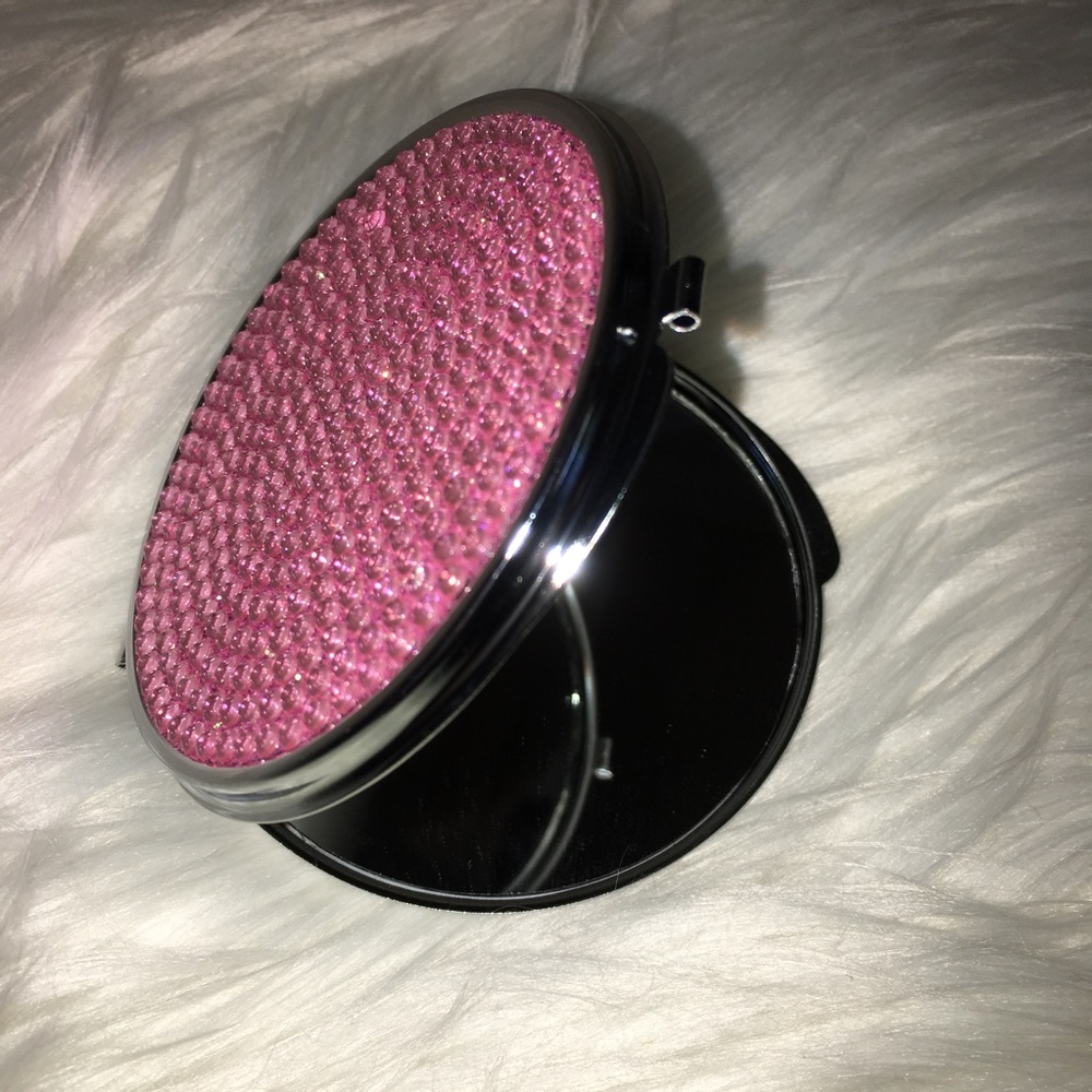Compact mirror crystal pink purse metal double - Picture 4 of 8
